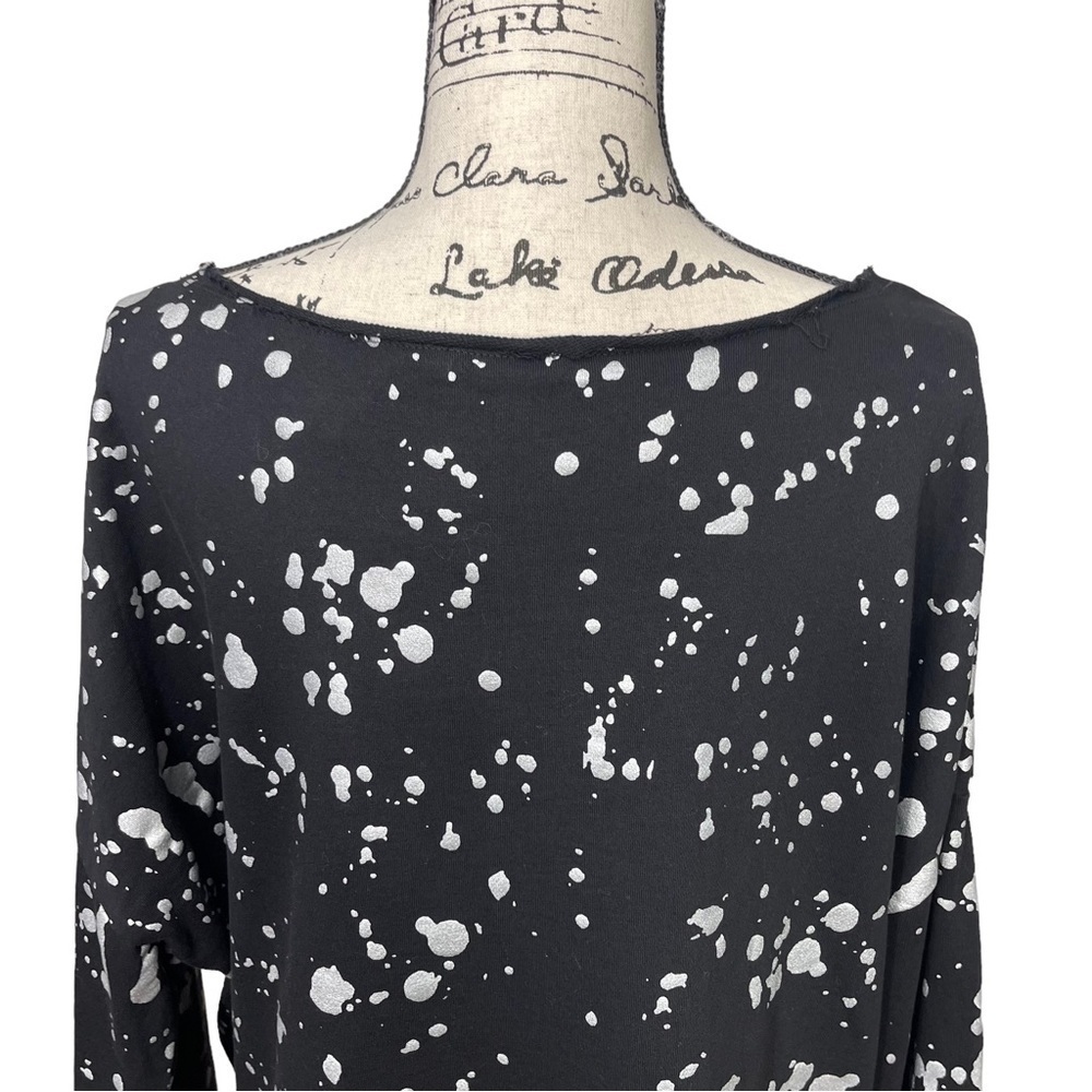 New FATE Boutique Splashed Design Black and Silver Elevated Sweatshirt NWT - Picture 7 of 10